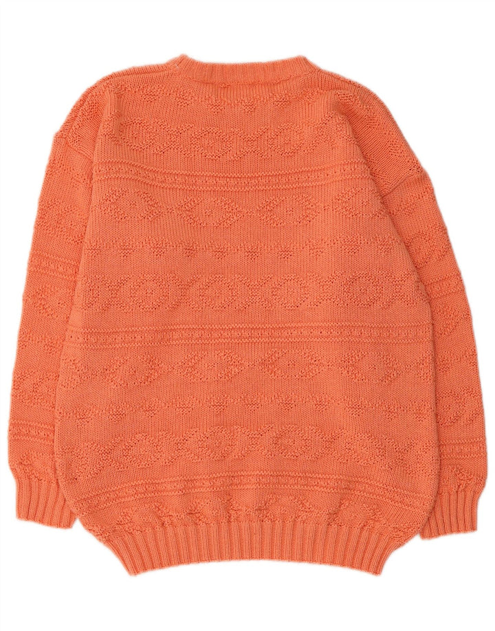 VINTAGE Pull col bateau femme UK 12 Orange moyen