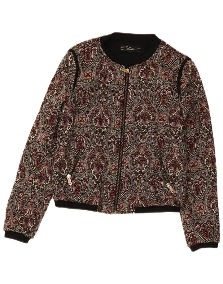 Zara Womens Crop Bomber Jacket UK 10 Petit Paisley multicolore