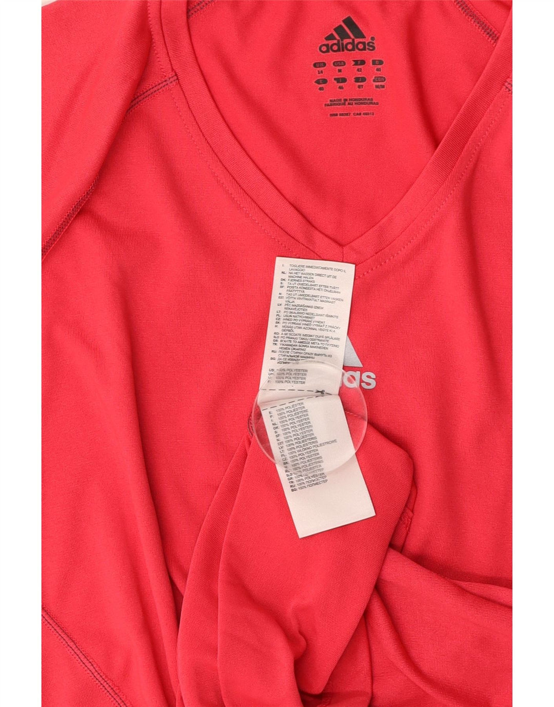 ADIDAS Femmes Climalite T-Shirt Top UK 14 Rouge Moyen Polyester