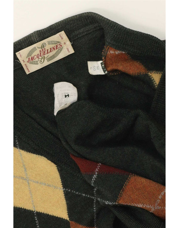 Les Jacquelines Pull Cardigan Homme Vert Moyen Argyle/Diamant