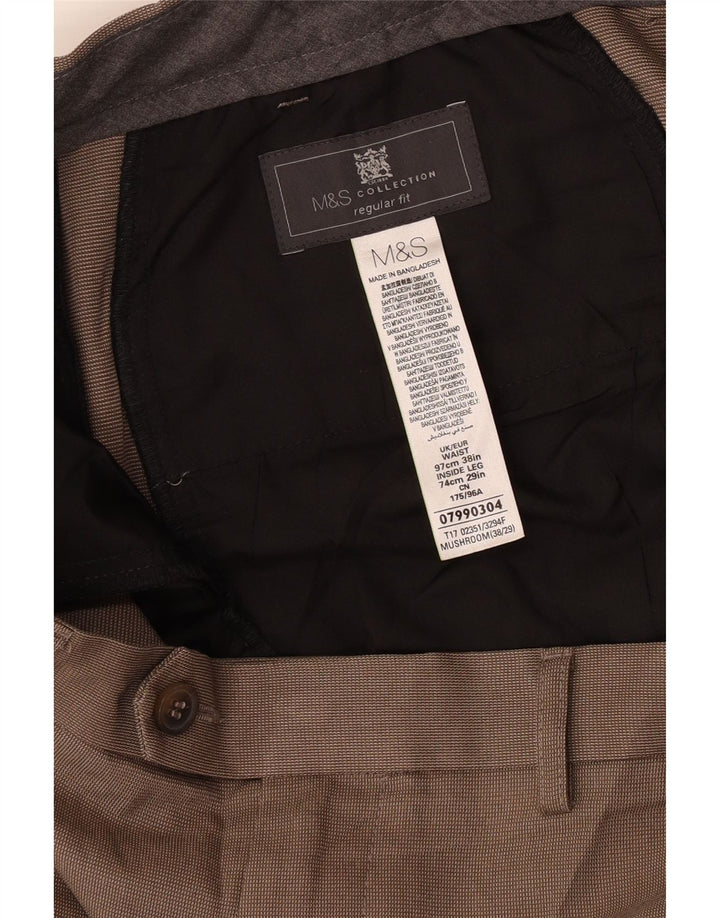 Marks & Spencer Pantalon de costume coupe classique pour homme W38 L29 Beige Polyester