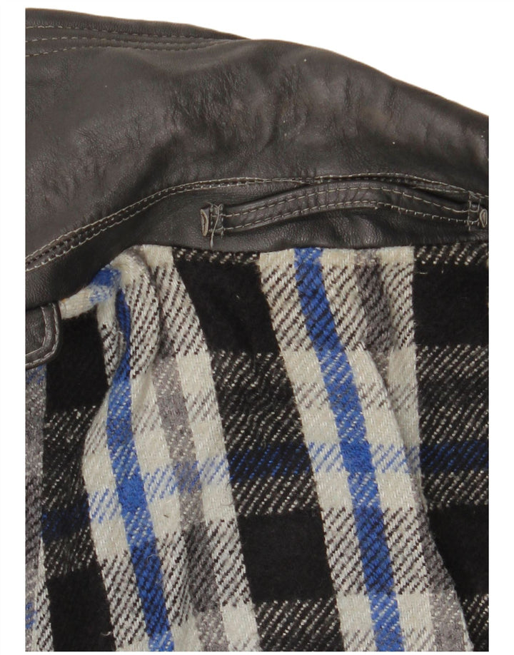 VINTAGE Trench en cuir homme UK 38 Cuir noir moyen