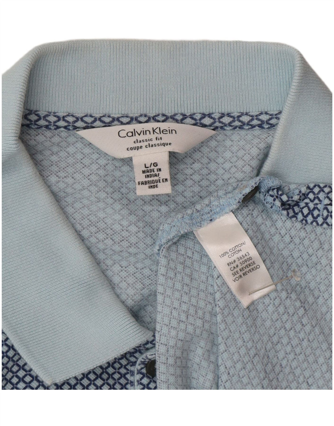 Calvin Klein Polo coupe classique pour homme en coton géométrique bleu moyen