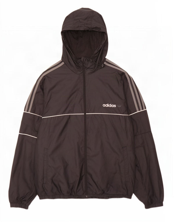 Adidas Veste de pluie à capuche graphique pour homme UK 42 XL Noir Polyester