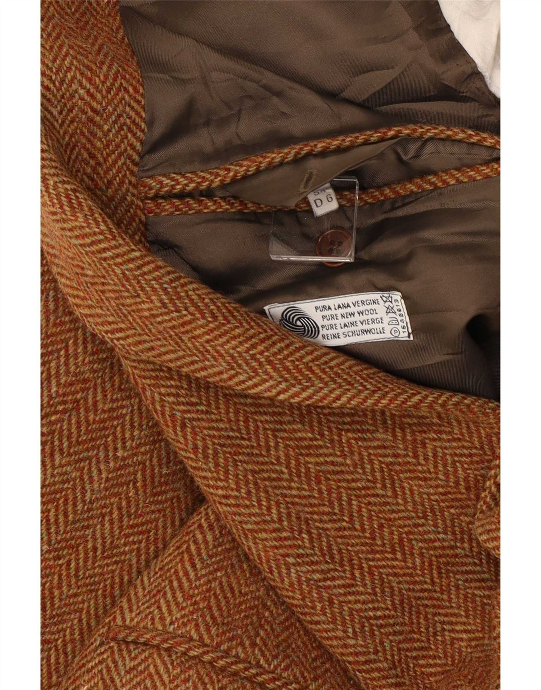 Harris Tweed Veste blazer à 2 boutons pour homme IT 54 2XL en laine à chevrons marron