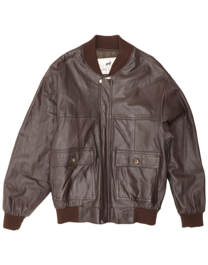 veste en cuir homme vintage UK 38 Cuir brun moyen