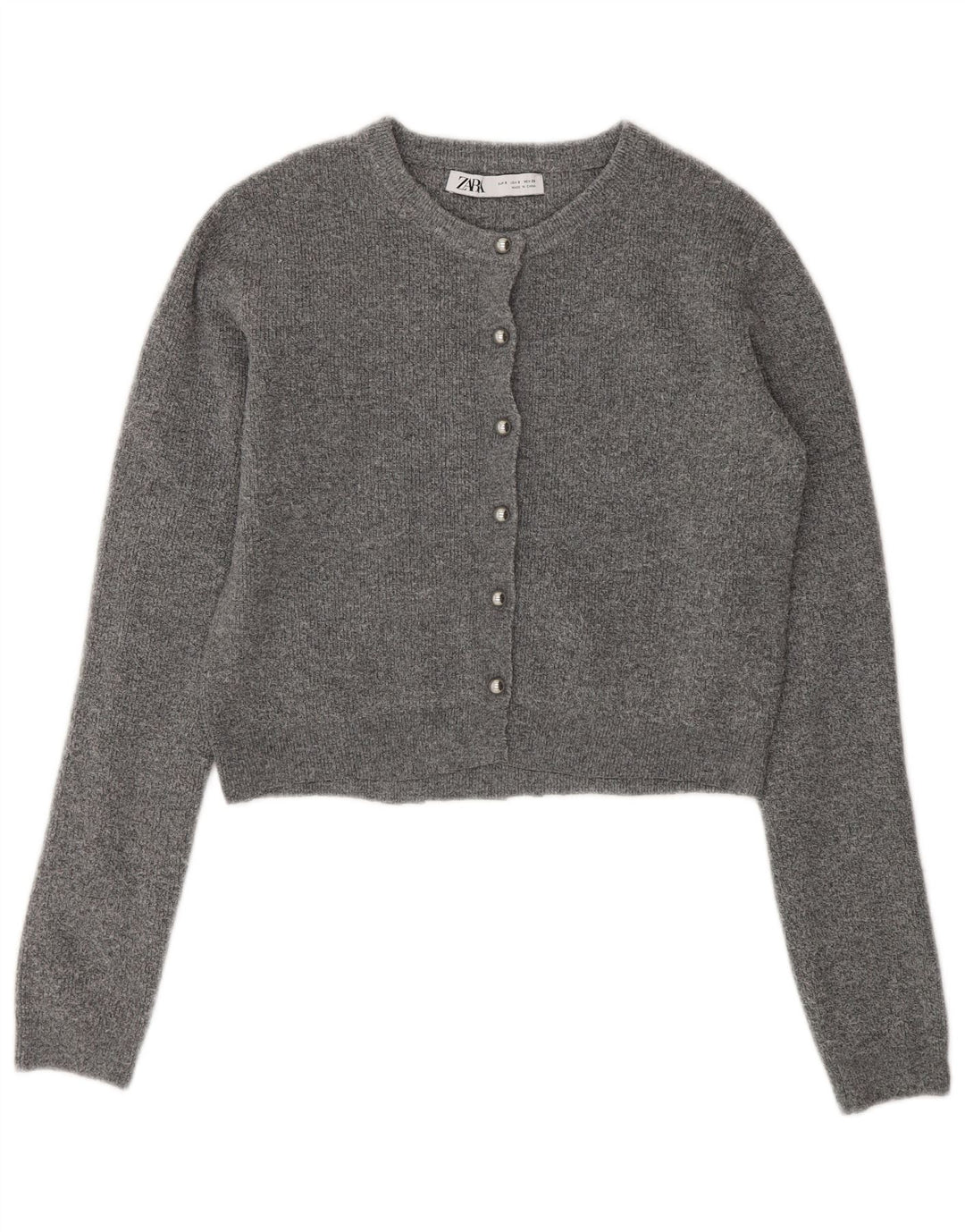 Zara Womens Crop Cardigan Pull UK 10 Petit Gris