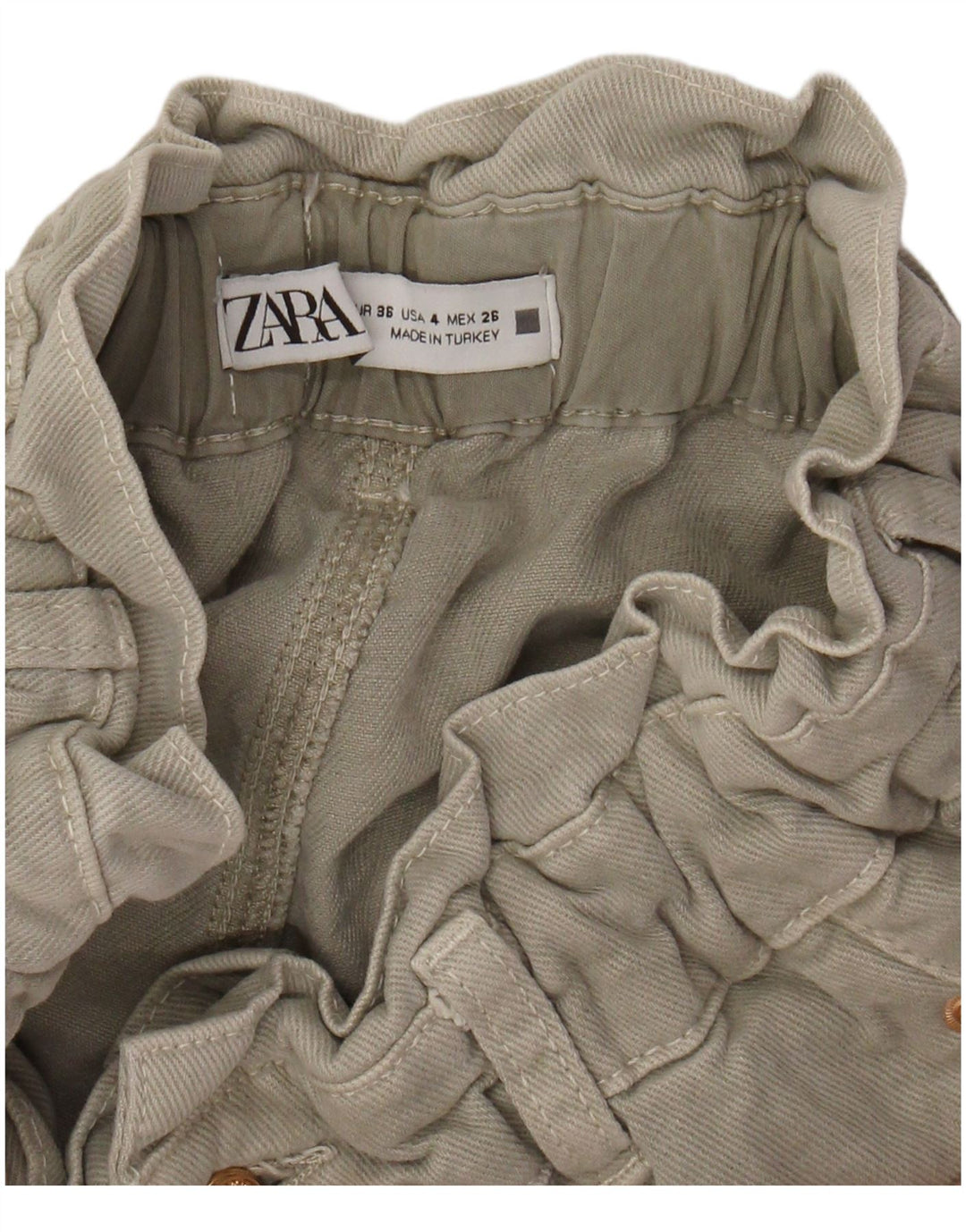 ZARA Pantalon décontracté taille haute fuselé pour femme EU 36 XS W26 L26 Gris