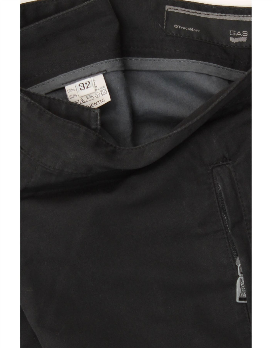 Gas Pantalon Chino Droit Homme W32 L33 Noir Polyester