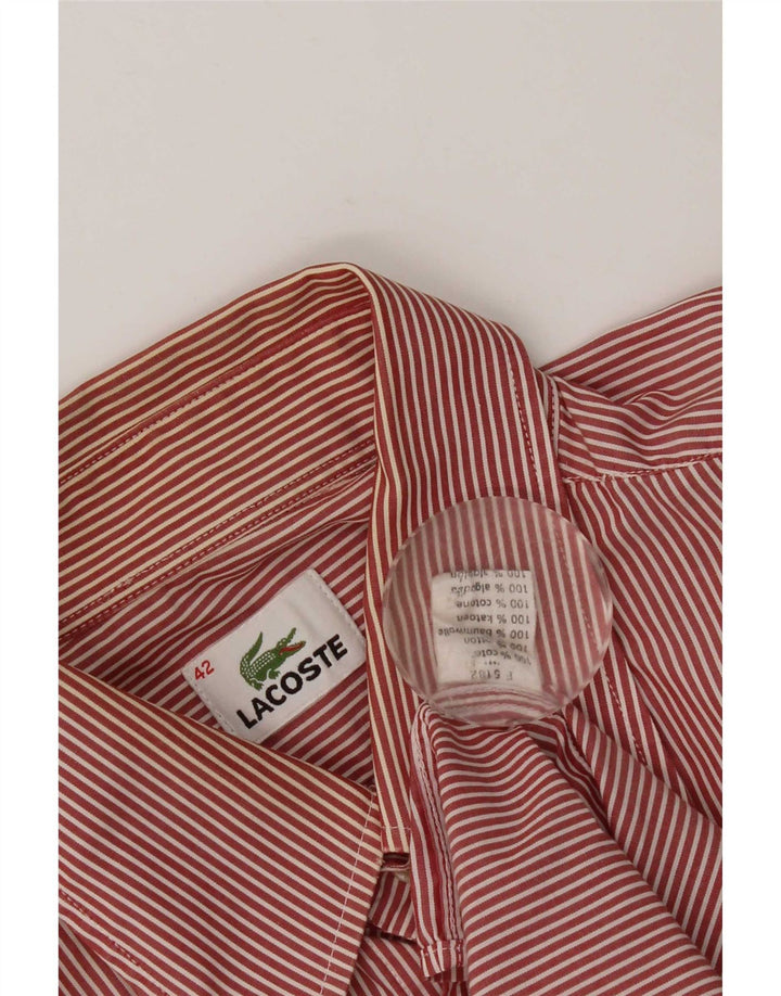 Lacoste Chemise Homme Taille 42 Grand Coton Rayé Rouge