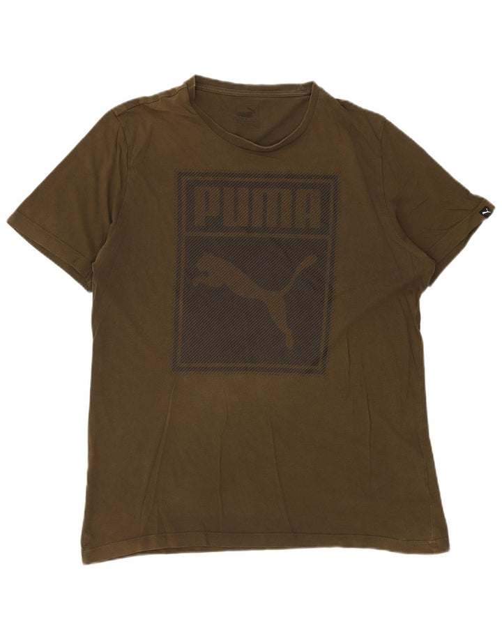 PUMA T-shirt graphique pour hommes, grand, kaki, coton