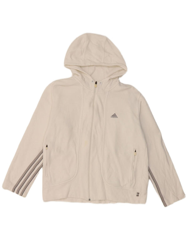 Adidas Pull à capuche zippé pour femme UK 14 Grand coton blanc