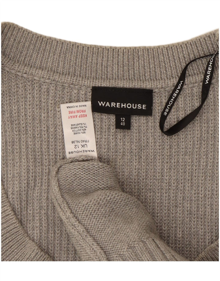 WAREHOUSE Pull à manches 3/4 et col bateau pour femme - Gris moyen - UK 12
