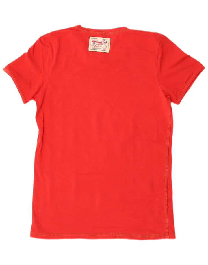 DIESEL T-Shirt Femme Top UK 10 Petit Rouge Coton