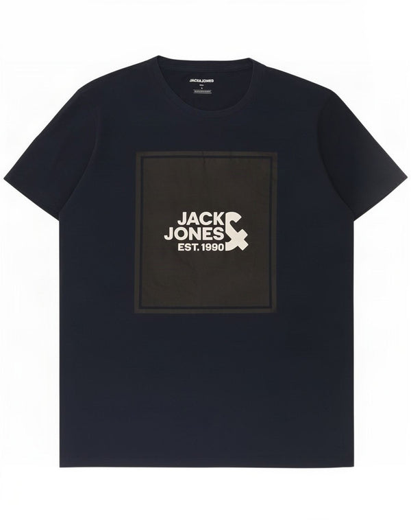 Jack & Jones T-Shirt Graphique Homme Grand Bleu Marine Coton