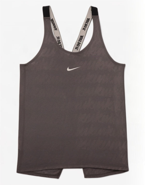 Nike Womens Dri Fit Graphic Débardeur UK 8 Petit Gris Colorblock Polyester