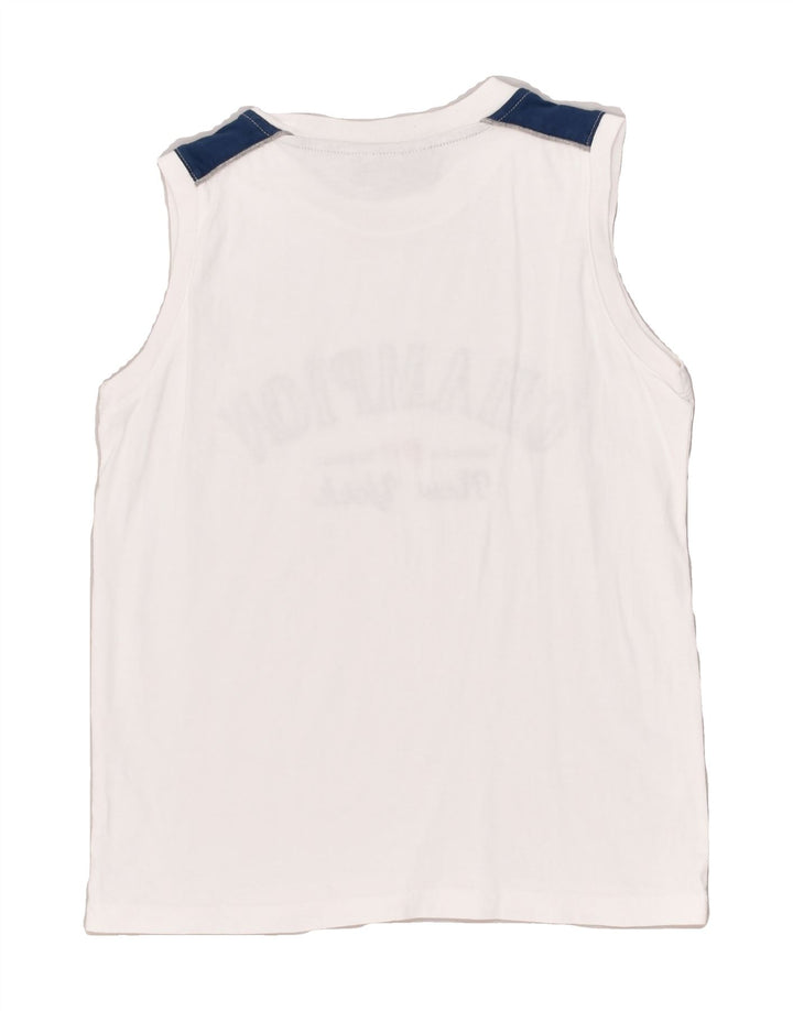 CHAMPION Boys Graphic Vest Top 9-10 Years Medium White | Vintage Champion | Thrift | Second-Hand Champion | Used Clothing | Messina Hembry 