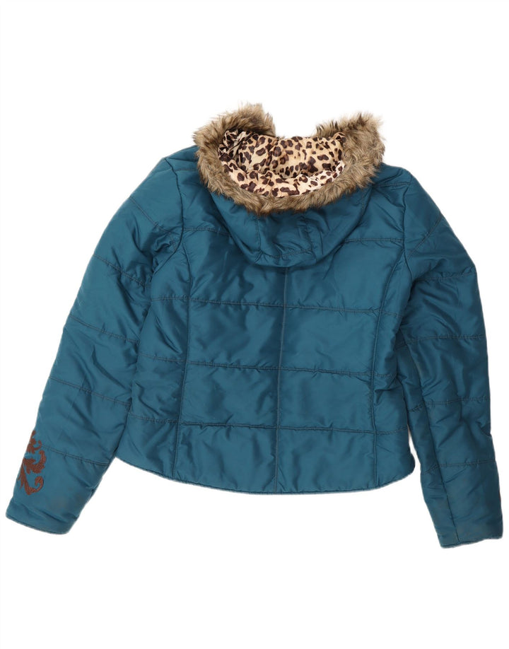 Ariat Veste matelassée à capuche pour femme UK 14 Bleu moyen Polyester