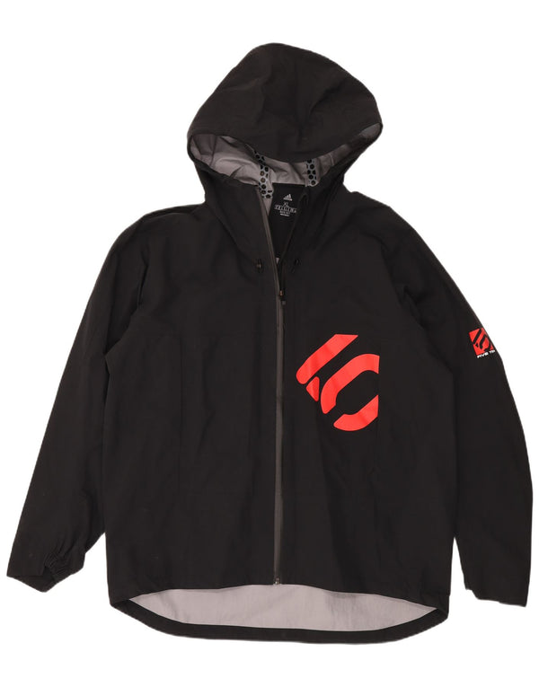 ADIDAS Veste de pluie à capuche graphique pour homme UK 42 XL Noir Polyamide