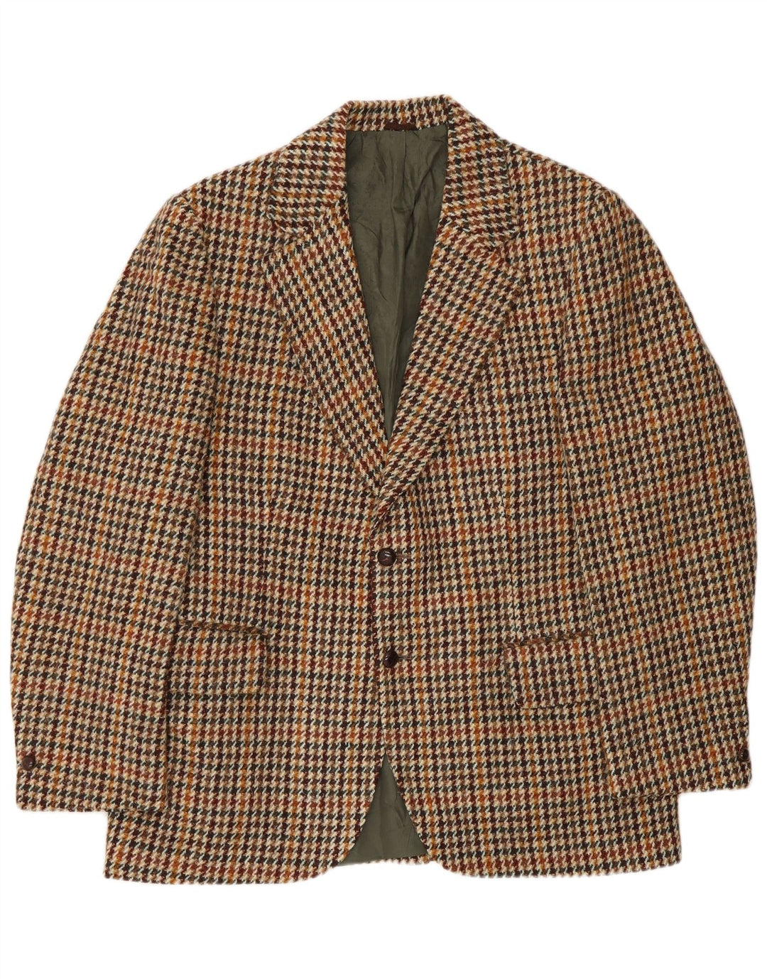 Harris Tweed Veste Blazer 2 Boutons pour Homme UK 40 Grand Pied-de-Poule Marron