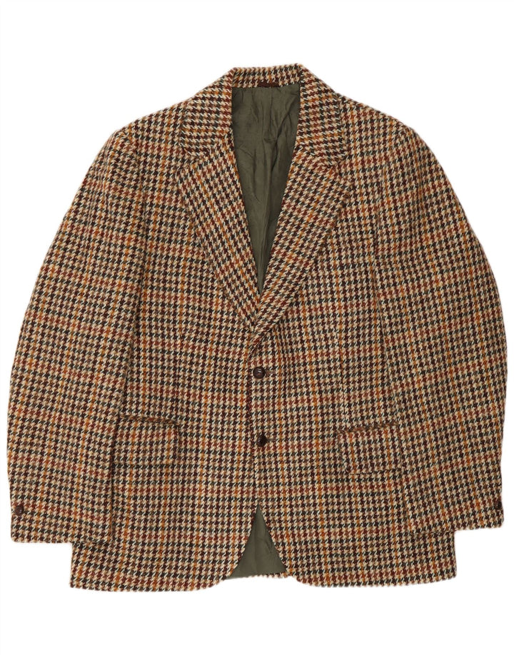 Harris Tweed Veste Blazer 2 Boutons pour Homme UK 40 Grand Pied-de-Poule Marron