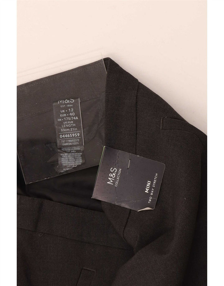Marks & Spencer Mini-jupe femme UK 12 Medium W30 Gris Polyester