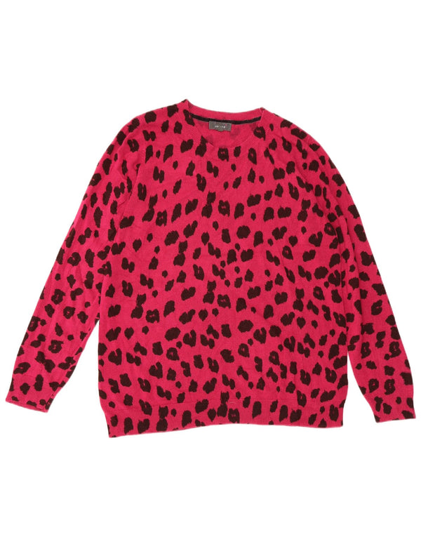 Marks & Spencer Pull col rond pour femme UK 22 2XL Rose imprimé animal
