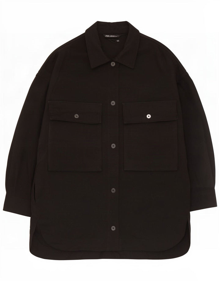 Pardessus surdimensionné pour femme Zara UK 16 Large Noir Polyester