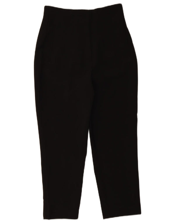 Zara Pantalon court taille haute pour femme Medium W28 L25 Noir Polyester
