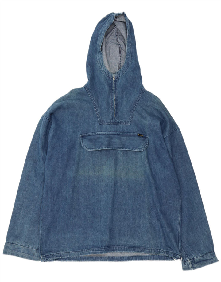 vintage Homme Pull à capuche Denim Veste UK 42 XL Coton Bleu