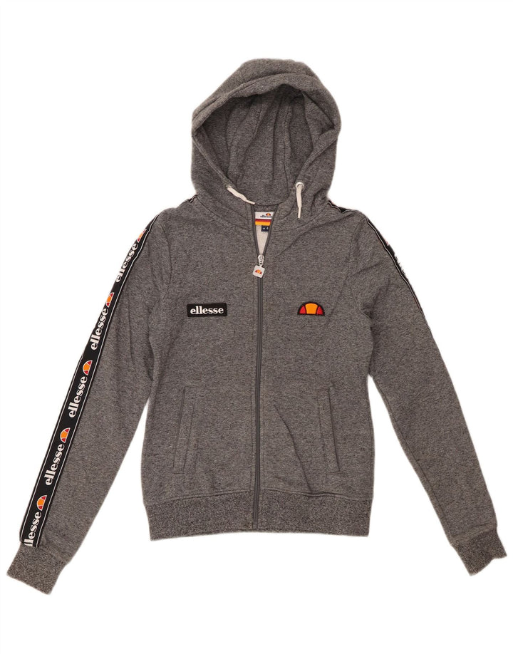 ELLESSE Pull à capuche zippé graphique pour femme UK 4 XS Gris chiné en coton