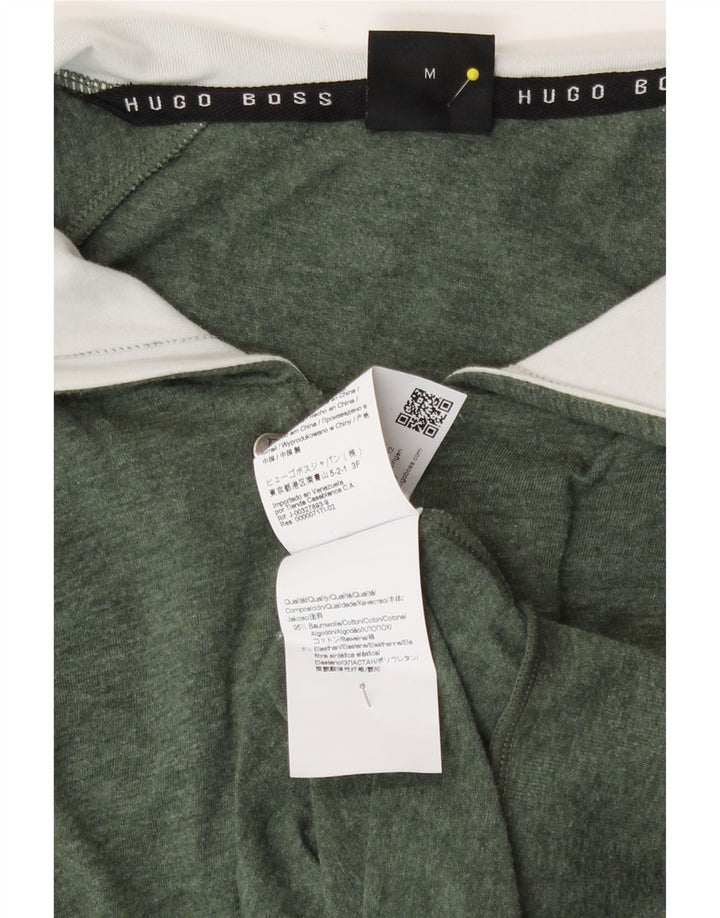 HUGO BOSS Pull à capuche zippé en coton vert moyen