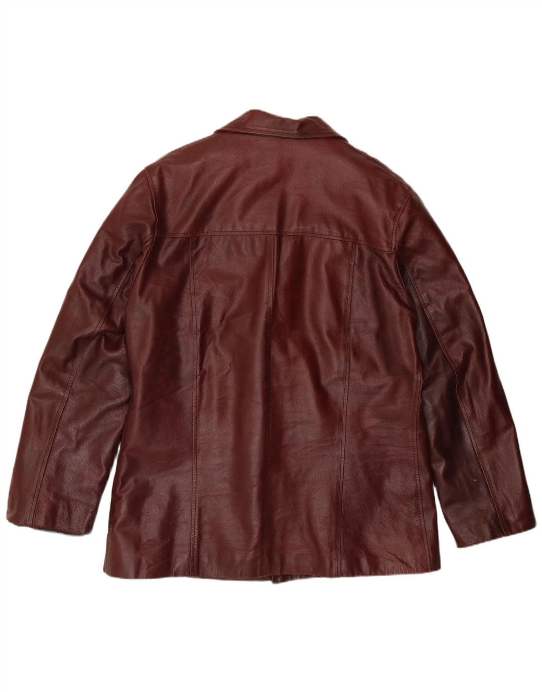 vintage Homme 3 Boutons Veste Blazer En Cuir UK 44 2XL Bourgogne