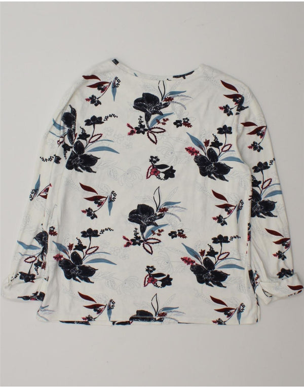 Marks & Spencer Haut à manches longues pour femme UK 12 Medium White Floral Viscose