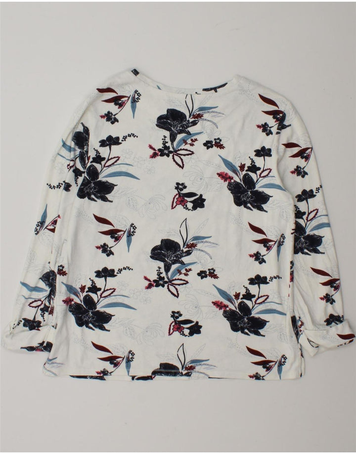 Marks & Spencer Haut à manches longues pour femme UK 12 Medium White Floral Viscose
