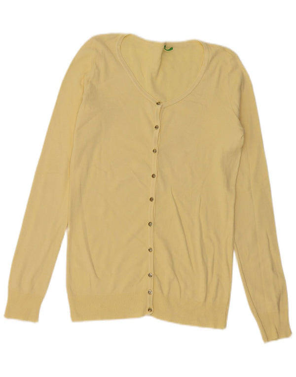 Benetton Pull Cardigan Femme UK 10 Petit Jaune