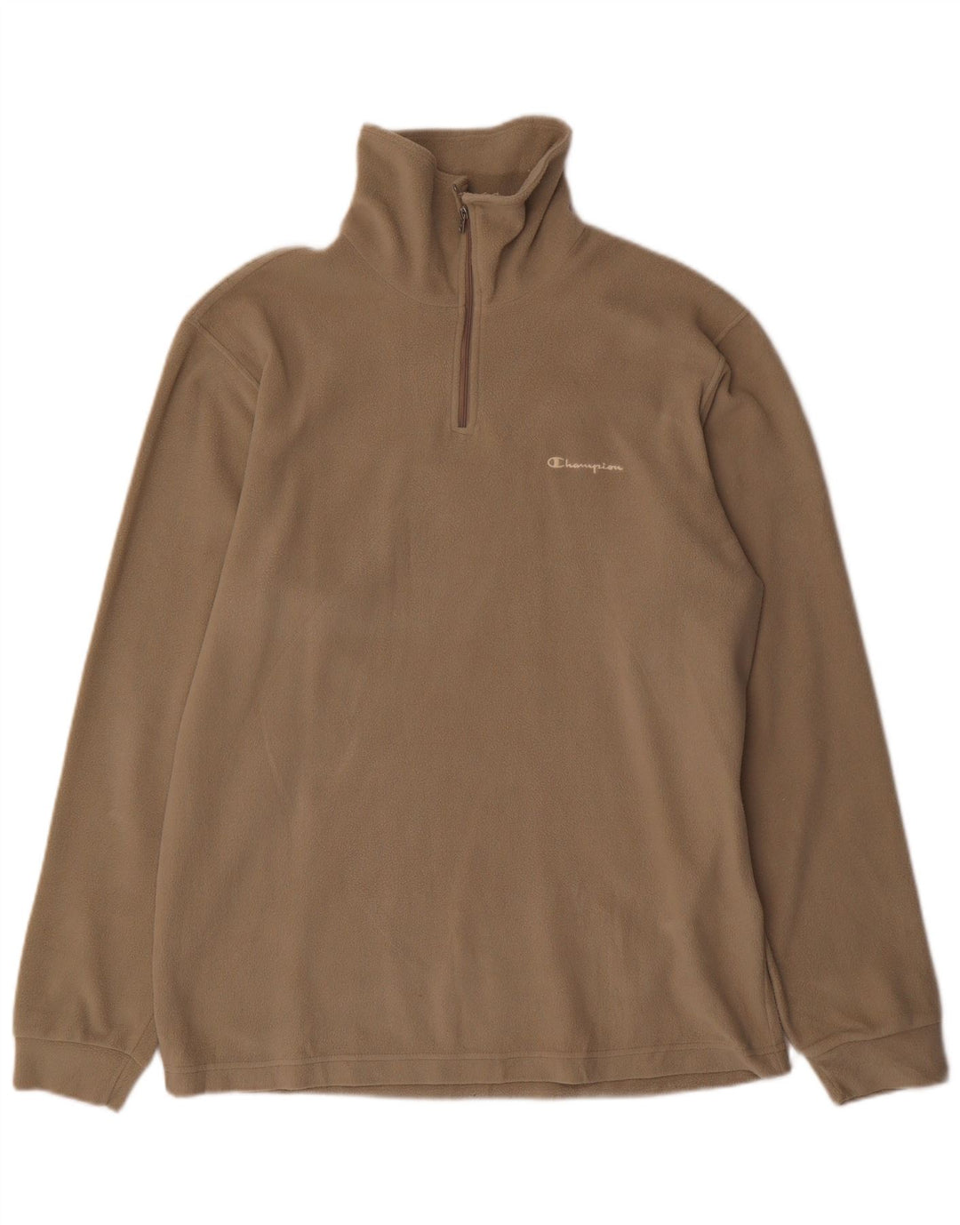 Champion Pull polaire à col zippé pour homme Large Beige Polyester