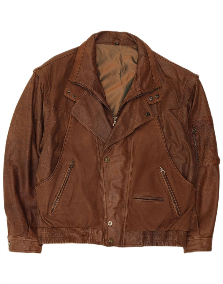 Trapper Veste en cuir pour homme UK 42 XL Marron