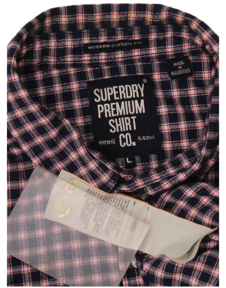 Superdry Chemise Classique En Flanelle Homme Bleu Marine À Carreaux Large Polyester