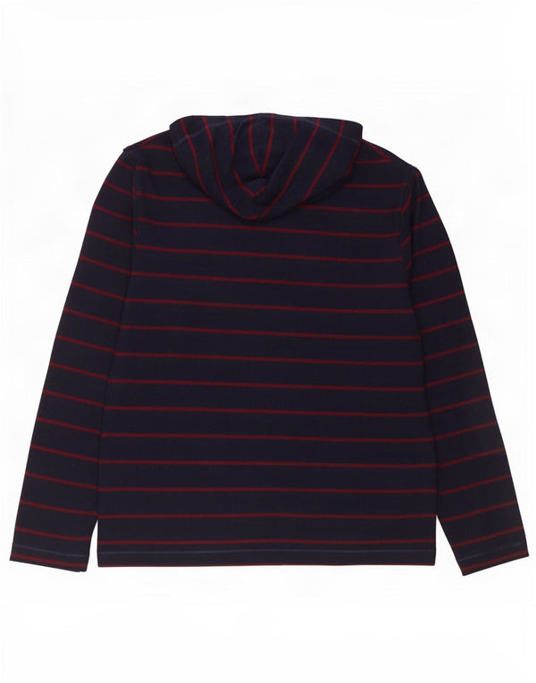 Marks & Spencer Mens Hooded Top Long Sleeve Large Navy Blue Striped