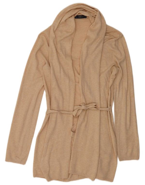 Zara Cardigan long pour femme en viscose beige moyen UK 12