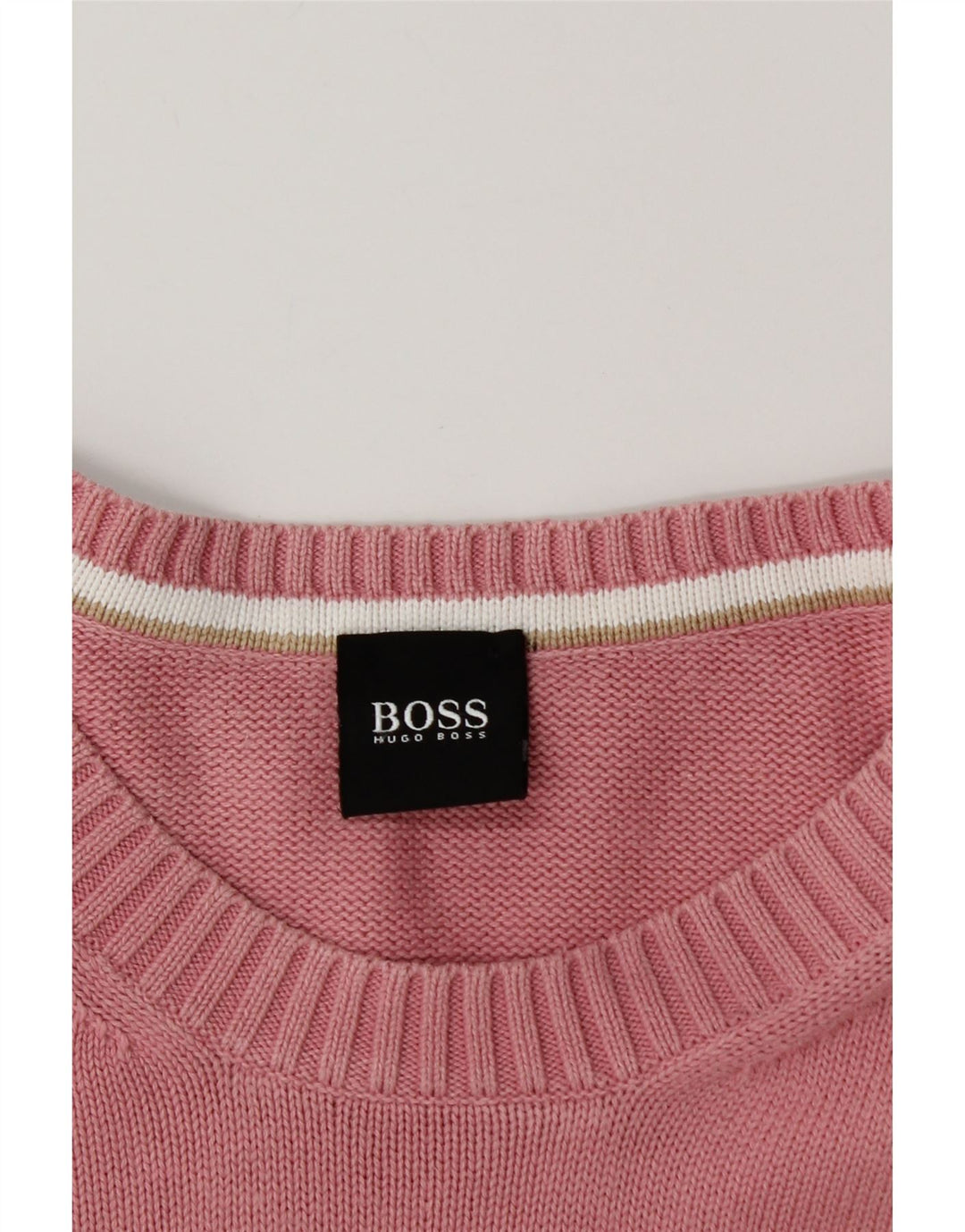 HUGO BOSS Pull ras du cou pour hommes, grand coton rose