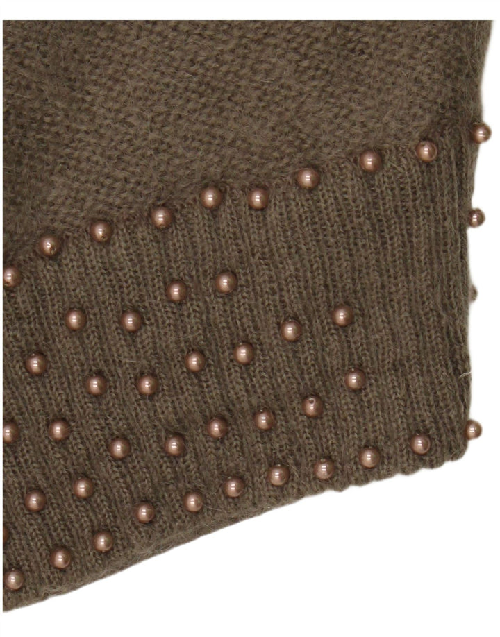 FLORENTIA Pull cardigan surdimensionné pour femme UK 14 Marron moyen à pois