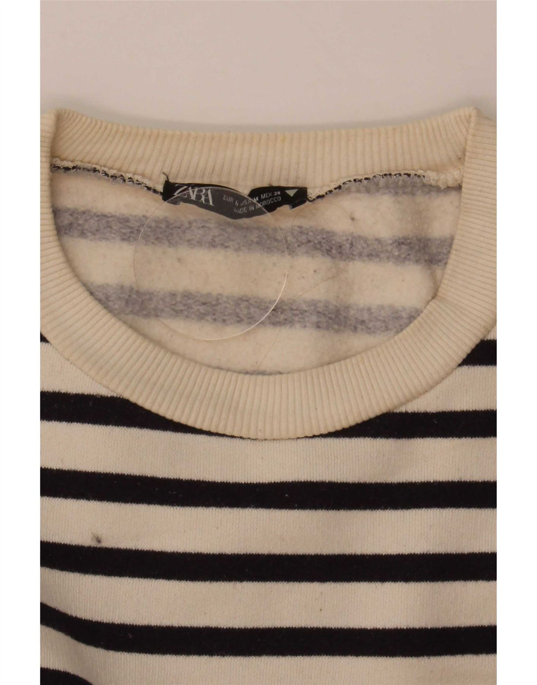 Zara Sweat-shirt surdimensionné pour femme UK 14 Medium Off White Rayé