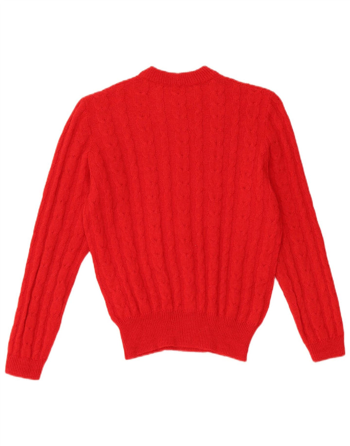 VINTAGE Femme Crew Neck Jumper Pull UK 10 Petit Rouge