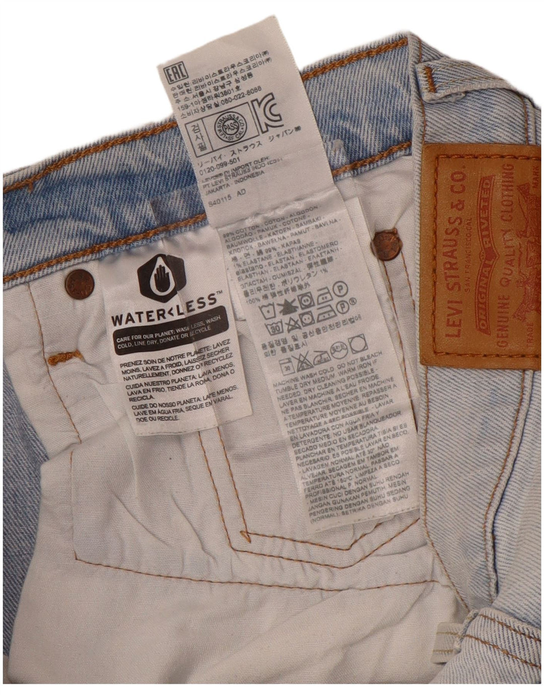 Levi's Jean Droit 501 Femme W26 L28 Bleu Coton