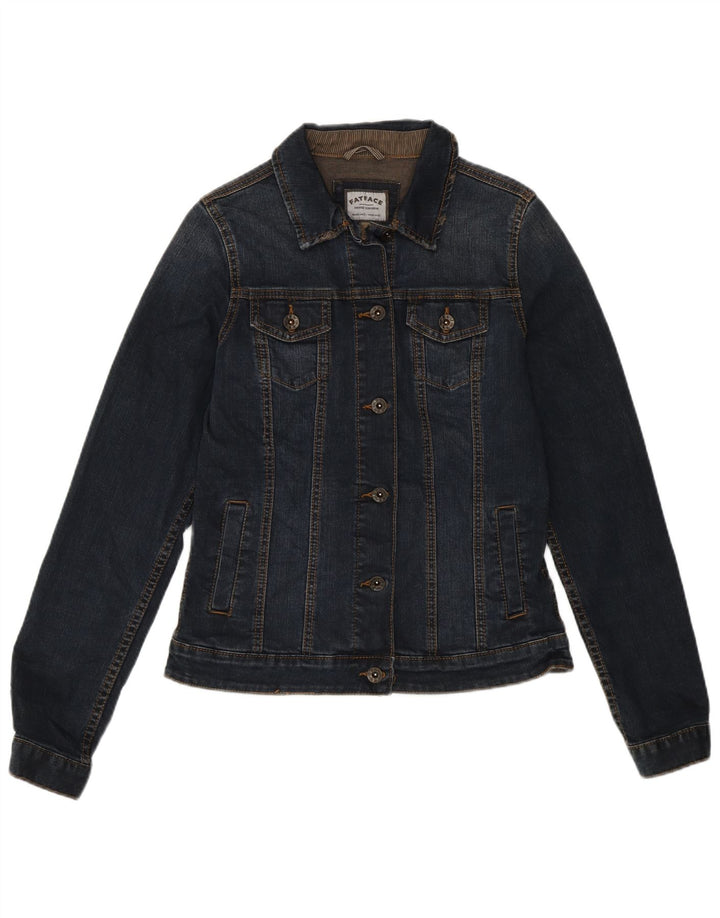 Fat Face Veste en jean pour femme UK 10 Petit coton bleu marine