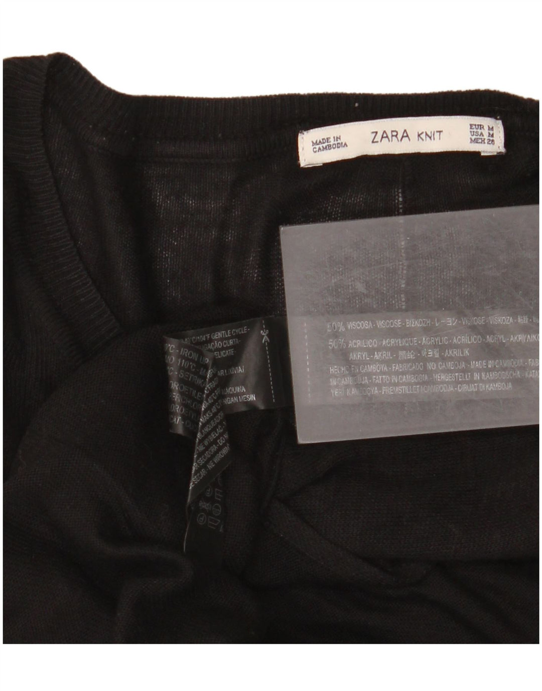 Zara Femme Haut Oversize Manches Longues UK 14 Medium Noir Viscose