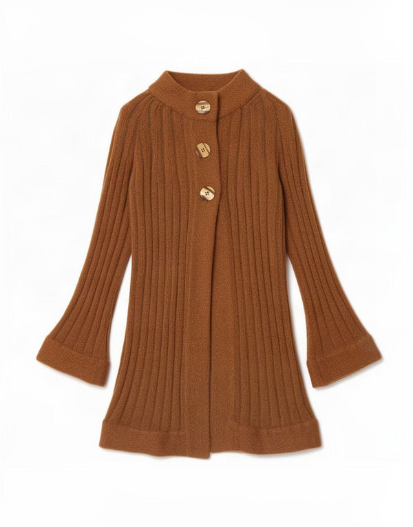 Vintage Womens Longline Cardigan Sweater UK 10 Small Brown