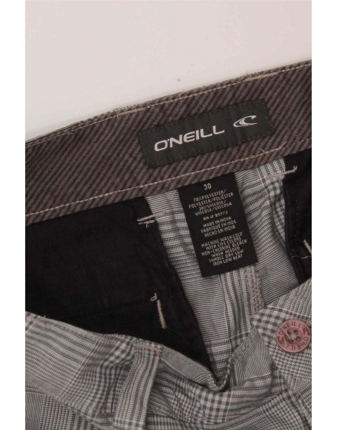 O'Neill Short Chino Femme W30 Gris Moyen Carreaux Polyester